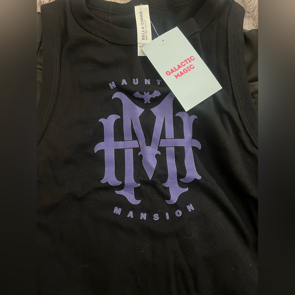 Disney Haunted Mansion sleeveless Crop top! Black and Purple Graphic Tank Top